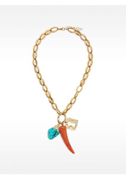 Taş Charm'lı Kısa Zincir Kolye fiyatları