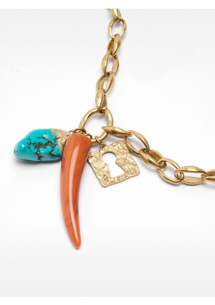 Taş Charm'lı Kısa Zincir Kolye modelleri