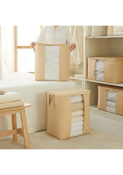 Home Textile 2'li Pvc Pencereli Bej Balıksırtı Hurç Set 45 x 30 x 50 cm modelleri