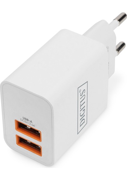 Dıgıtus USB Charger 2x Usb-A 15W, 2x 2,4A, White