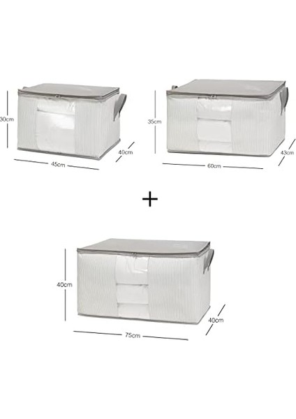Home Textile 3'lü Pvc Pencereli Stuff & Things Gri Çizgili Hurç Set fiyatları