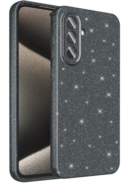 Galaxy Uyumlu A36 Kılıf Kamera Korumalı Simli Lüks Zore Koton Kapak-Siyah