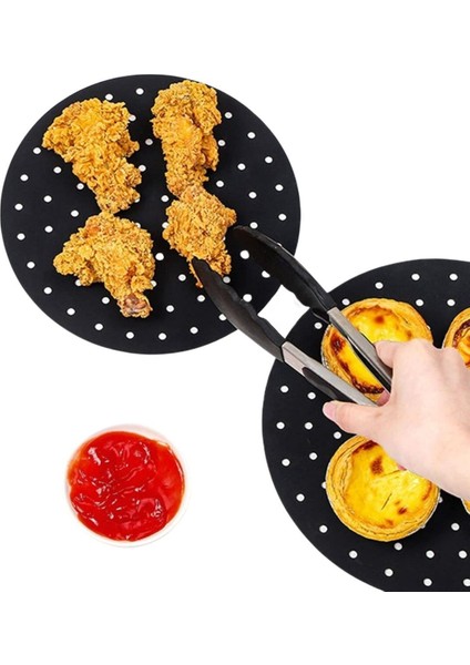 Siyah Isıya Dayanıklı Yıkanılabilir Silikon Fırın ve Airfryer Yuvarlak Model Pişirme Matı 20 cm fiyatları