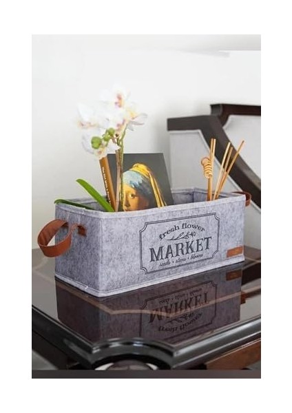 Deri Kulplu Özel Tasarım Malzeme Kutusu Hurç Organizer Ev Banyo Mutfak Ev Gereci 32X13X14CM - 1044 modelleri