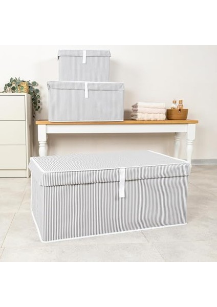 Home Çok Amaçlı Kapaklı Sandık Tipi Hurç Organizer - Büyük Boy Saklama Kutusu - Dolap Içi, Yatak Altı ve Baza Altı Için Sert ve Dayanıklı Depolama Çözümü - Katlanabilir (Krem, 70X40X30 Cm) modelleri