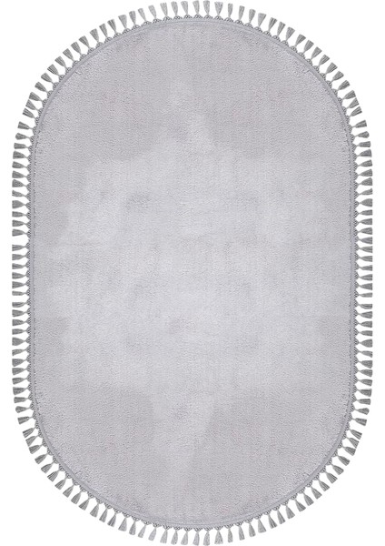 Vn Comfort Oval Ponpon Saçaklı Peluş Halı Gri fiyatları