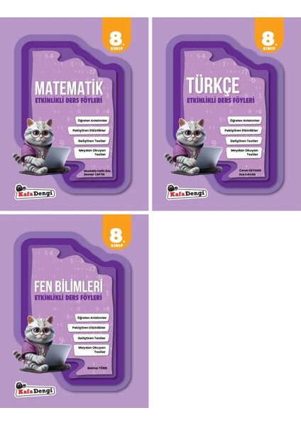 Kafadengi 2025 8. Sınıf Matematik + Türkçe + Fen Bilimleri Etkinlikli Ders Föyleri Seti 3 Kitap