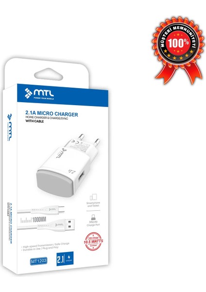 Micro USB Ev Tipi Şarj Seti 2.1 Amper 10.5W MT-A1203 modelleri