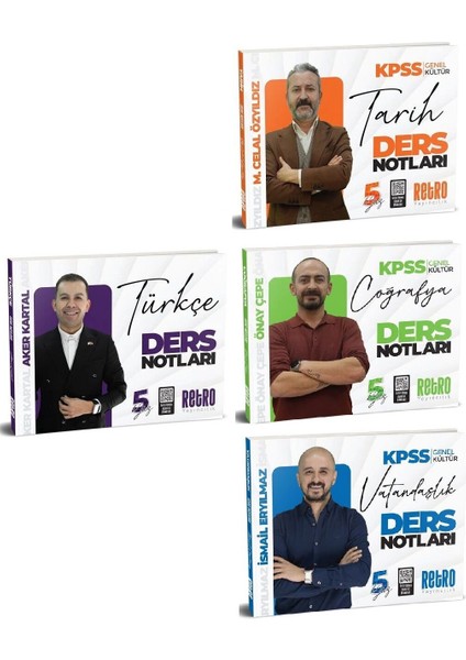 Retro 2026 Kpss Türkçe+Tarih+Coğrafya+Vatandaşlık 5yüz Ders Notları 4 Lü Set Retro Yayıncılık