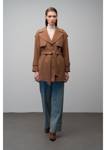 Apolet ve Pelerin Detaylı Reglan Kol Kaban Taba 3078 fiyatları