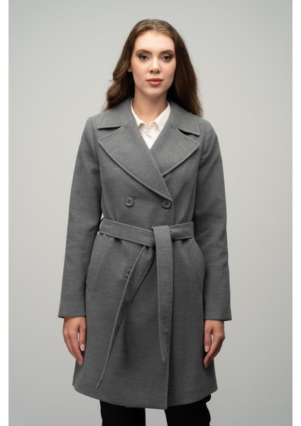 Kruvaze Belden Bağlamalı Kaban Gri 3058 fiyatları