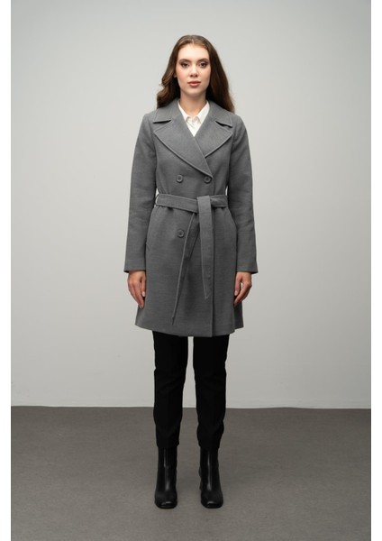 Kruvaze Belden Bağlamalı Kaban Gri 3058 modelleri