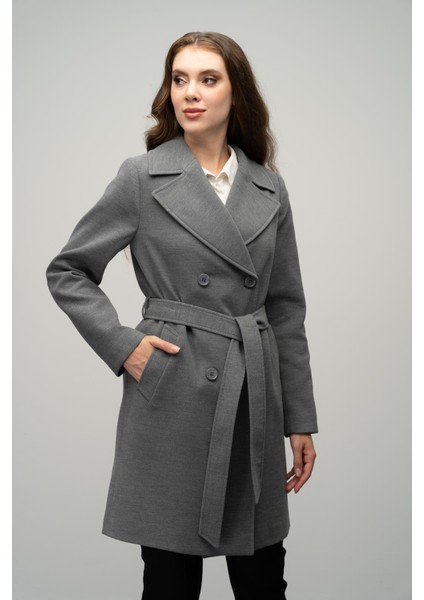 Kruvaze Belden Bağlamalı Kaban Gri 3058 fırsatları