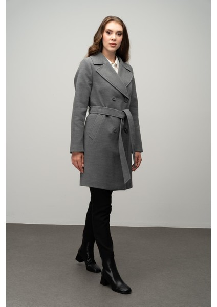 Kruvaze Belden Bağlamalı Kaban Gri 3058 indirimleri