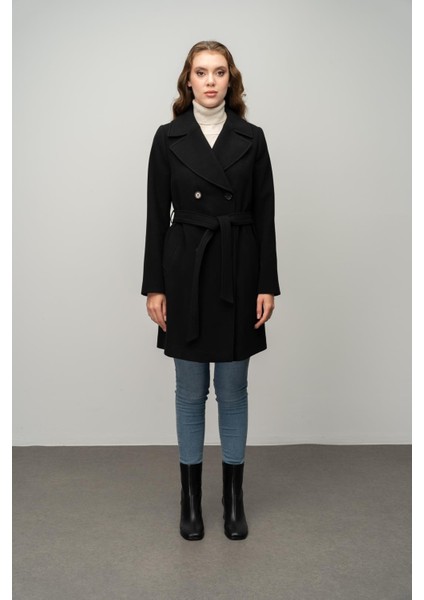 Kruvaze Belden Bağlamalı Kaban Siyah 3058 fiyatları