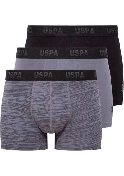 Lisanslı %95 Pamuklu Erkek Fit Boxer 3'lü Kutulu Paket / Antrasit - Siyah - Baskılı