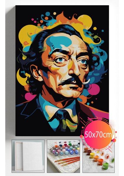 Sayılarla Boyama Seti Numaralı Tuval Fırça Boya Dahil Kasnaklı Set 50X70 cm - Dali