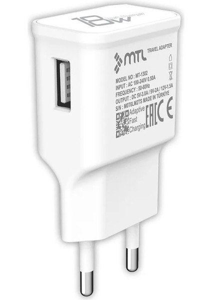3 Amper 18W Type-C USB Hızlı Ev Tipi Şarj Seti MT-A1302 fiyatları