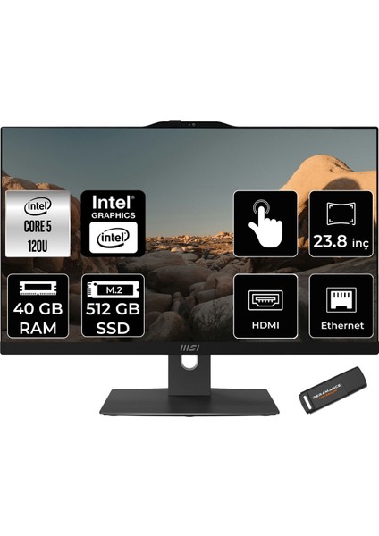 Modern AM242TP Intel Core 5 120U 40GB Ddr5 512GB SSD 23.8" Fhd Fdos Touch All In One Bilgisayar & Per4 USB Bellek 1M1677XTRP322
