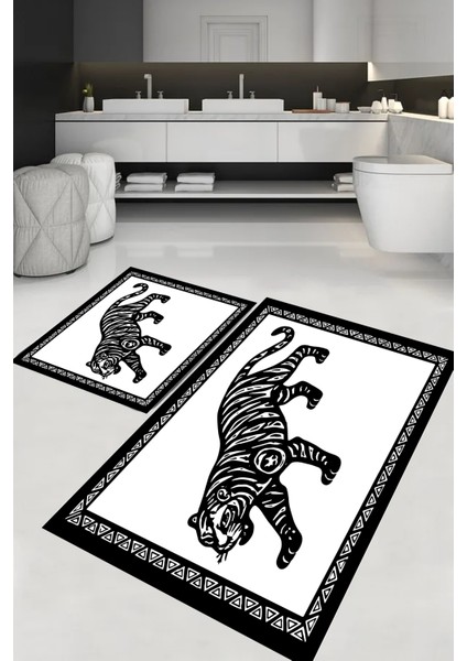 Dijital Baskı Kaymaz Taban Yıkanabilir Modern Özel Tasarım Ikili Banyo Paspası