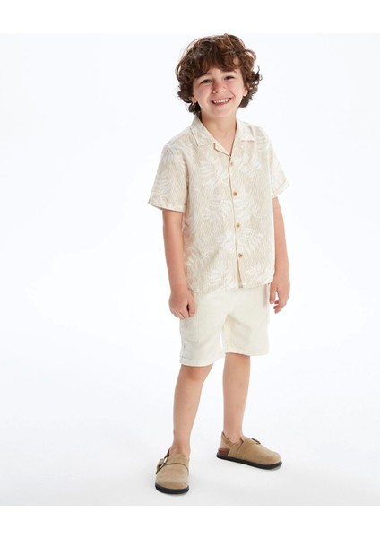 Lcw Kids Bej Resort Yaka Baskılı Erkek Çocuk Gömlek modelleri