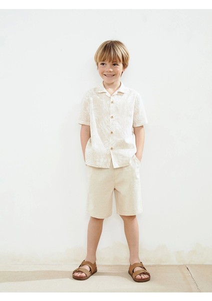 Lcw Kids Bej Resort Yaka Baskılı Erkek Çocuk Gömlek fırsatları
