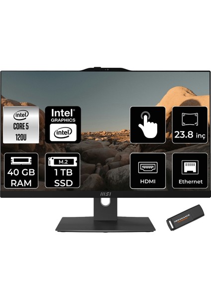 Modern AM242TP Intel Core 5 120U 40GB Ddr5 1TB SSD 23.8" Fhd Fdos Touch All In One Bilgisayar & Per4 USB Bellek 1M1677XTRP323
