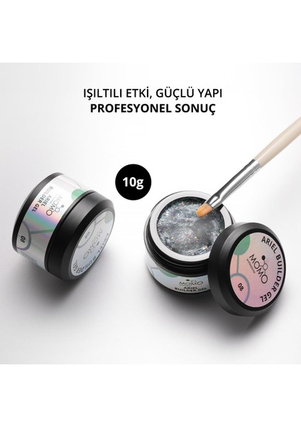 Ariel Builder Gel, Nail Art Için Protez Tırnak Jeli No.08, Şeffaf Holografik Yeşil Lila Simli, 10 gr fiyatları