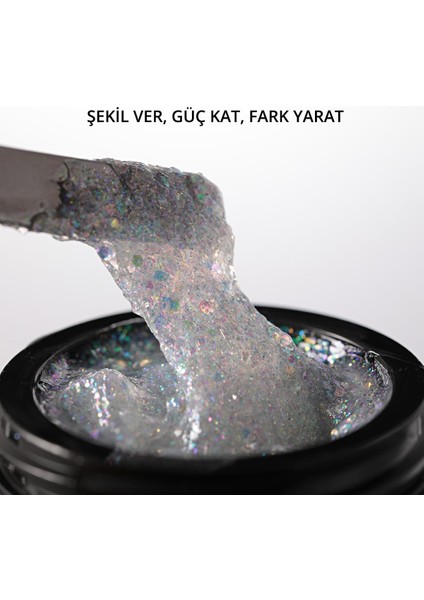 Ariel Builder Gel, Nail Art Için Protez Tırnak Jeli No.08, Şeffaf Holografik Yeşil Lila Simli, 10 gr fırsatları