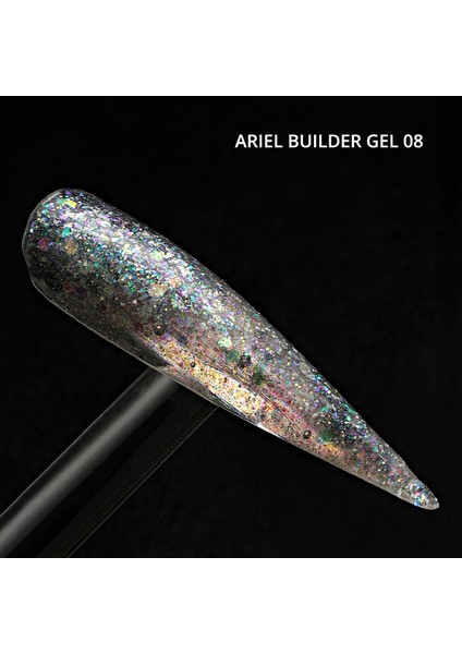 Ariel Builder Gel, Nail Art Için Protez Tırnak Jeli No.08, Şeffaf Holografik Yeşil Lila Simli, 10 gr indirimleri