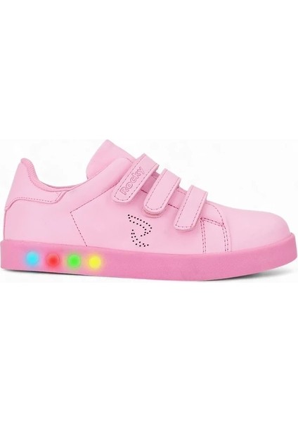 Simple Kız Çocuk Cırtlı Ortopedik Kaymaz Rahat Taban Işıklı Spor Ayakkabı
