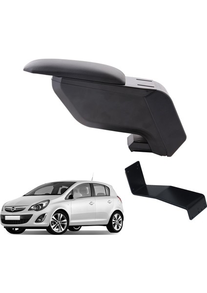 Opel Corsa D 2009 Delmesiz Çelik Ayaklı Siyah Kolçak Kol Dayama
