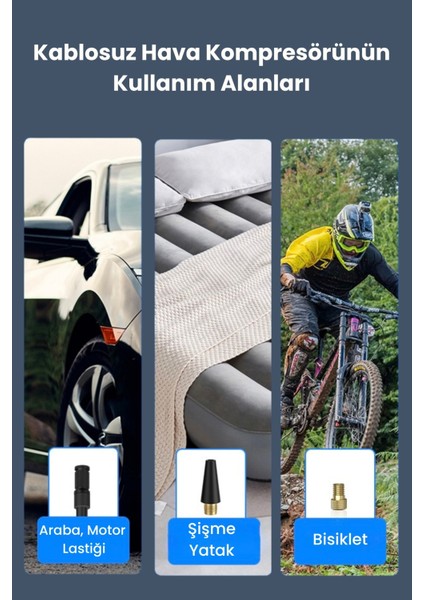 Şarjlı Hava Kompresörü 4000 Mah 4ın1 Şarjlı+Araç Taşınabilir Araç Lastik Top Şişirme Pompası Oto indirimleri