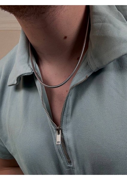 Erkek Silver Paslanmaz Çelik Oval Kolye Renk Atmaz Solma Yapmaz Unısex Solmaz Kombinlenebilir