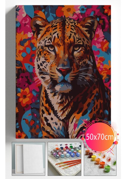 Sayılarla Boyama Seti Numaralı Tuval Fırça Boya Dahil Kasnaklı Set 50X70 cm - Çiçek Bar