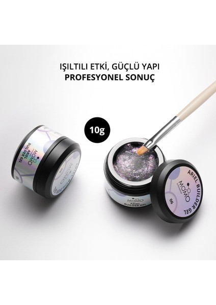 Ariel Builder Gel, Nail Art Için Protez Tırnak Jeli No.06, Şeffaf Holografik Pembe Lila Simli, 10 gr fiyatları