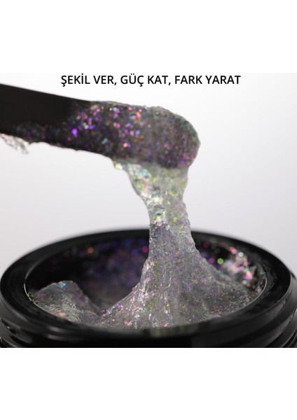 Ariel Builder Gel, Nail Art Için Protez Tırnak Jeli No.06, Şeffaf Holografik Pembe Lila Simli, 10 gr fırsatları