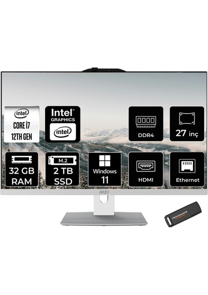Msı Modern AM272P Intel Core I7 1255U 32GB 2tb SSD 27" Fhd Windows 11 Pro All In One Bilgisayar & Per4 USB Bellek 12M1209TRP429