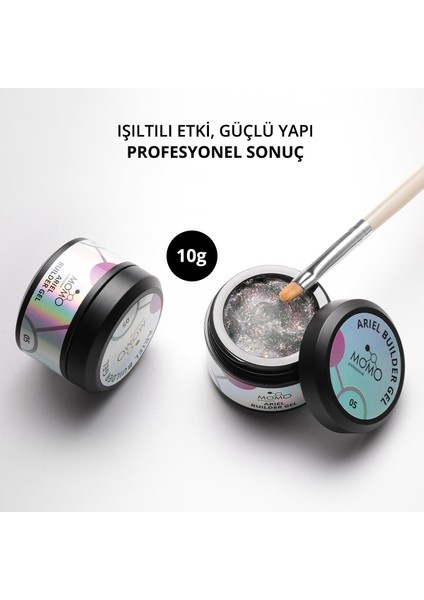 Ariel Builder Gel, Nail Art Için Protez Tırnak Jeli No.05, Şeffaf Holografik Pembe Mavi Simli, 10 gr fiyatları