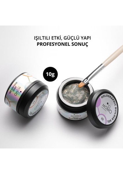Ariel Builder Gel, Nail Art Için Protez Tırnak Jeli No.03, Şeffaf Holografik Turuncu Sarı Simli, 10 gr fiyatları