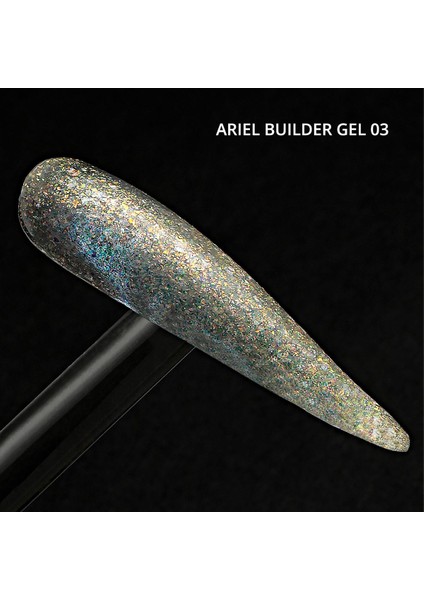 Ariel Builder Gel, Nail Art Için Protez Tırnak Jeli No.03, Şeffaf Holografik Turuncu Sarı Simli, 10 gr indirimleri