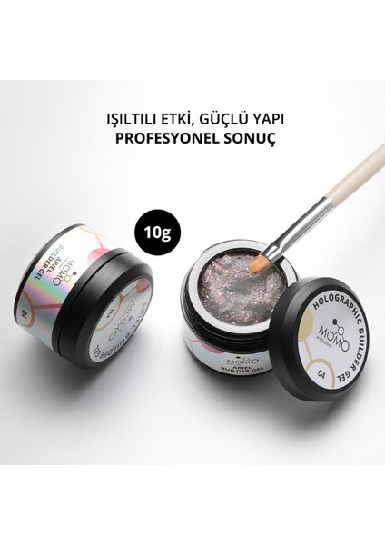 Ariel Builder Gel, Nail Art Için Protez Tırnak Jeli No.04, Şeffaf Holografik Pembe Sarı Simli, 10 gr fiyatları