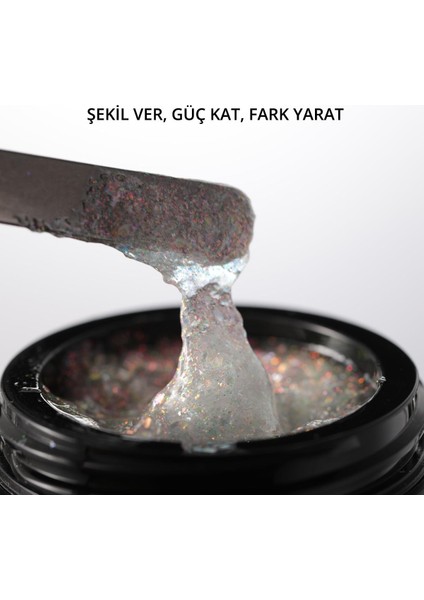 Ariel Builder Gel, Nail Art Için Protez Tırnak Jeli No.04, Şeffaf Holografik Pembe Sarı Simli, 10 gr fırsatları