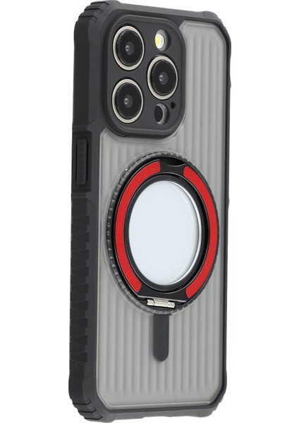 iPhone 15 Pro Manyetik Kılıf Pc + Tpu Telefon Arka Kapağı ve Ayaklık (Yurt Dışından)