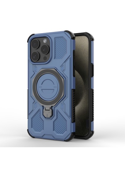 iPhone 15 Pro Manyetik Kılıf Döndürülebilir Metal Ayaklı Darbeye Dayanıklı Pc + Tpu Telefon Arka Kapağı (Yurt Dışından) fiyatları