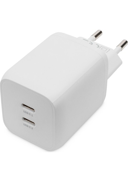 Dıgıtus Usb-C Mini Charger, 2-Port, 65W 2x Usb-C, 45W+20W, White