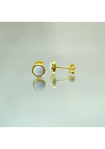 Gümüş Küpe - Kadın Yuvarlak Opal Taşlı 925 Ayar Gümüş Küpe fiyatları