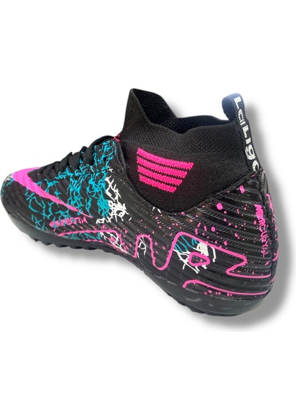 Çocuk Yeni Model Çoraplı Halısaha Ayakkabı Siyah Fuşya Desenli fırsatları