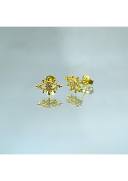 Gümüş Küpe - Kadın Minimal Zirkon Taşlı Göz Tasarım 925 Ayar Gümüş Küpe fiyatları