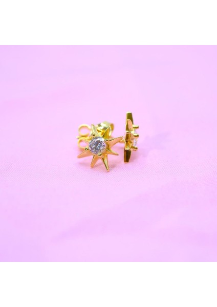 Gümüş Küpe - 925 Ayar Zirkon Taşlı Yıldız Model Gümüş Küpe fırsatları